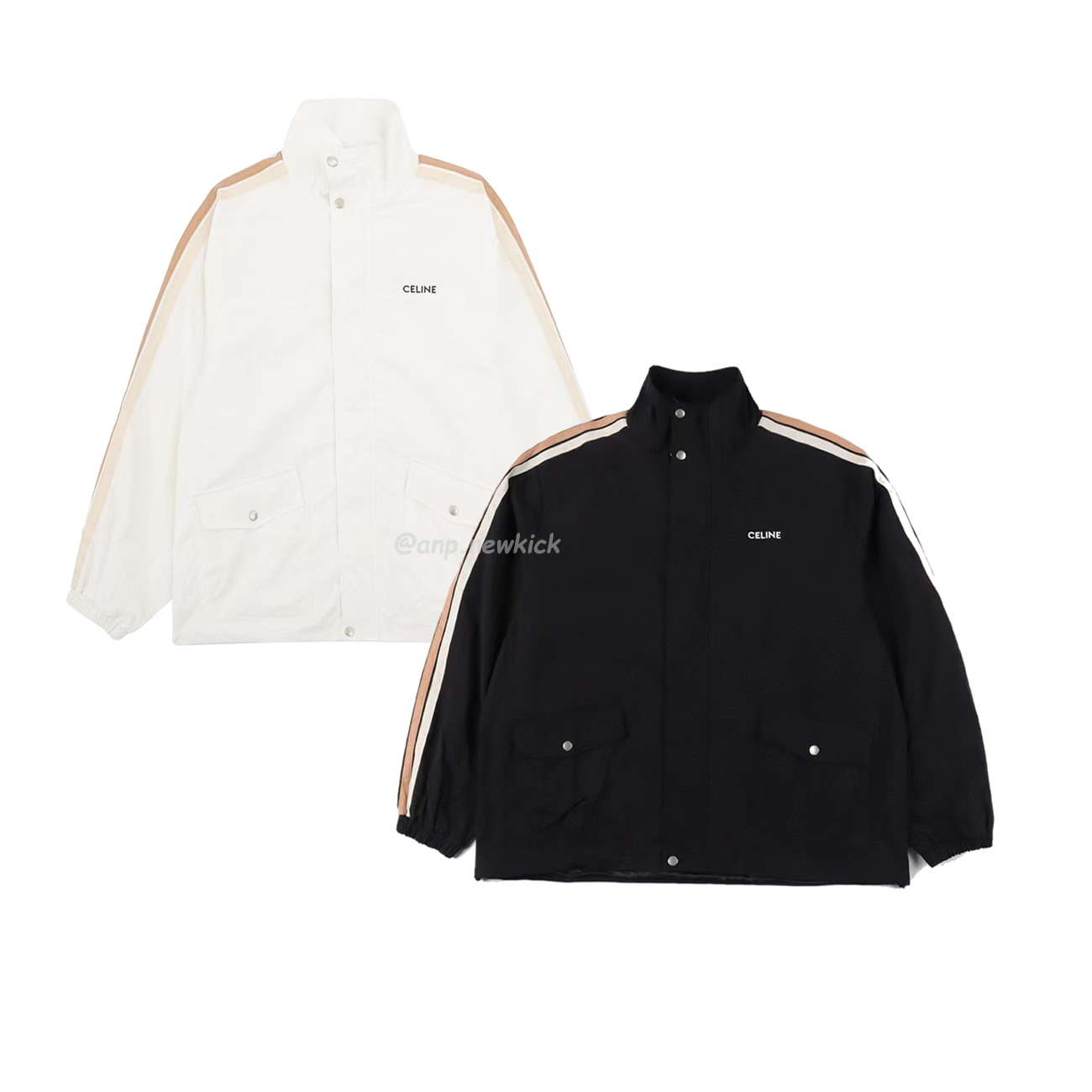 Celine Side Woven Zippered Jacket Black White (1) - newkick.app